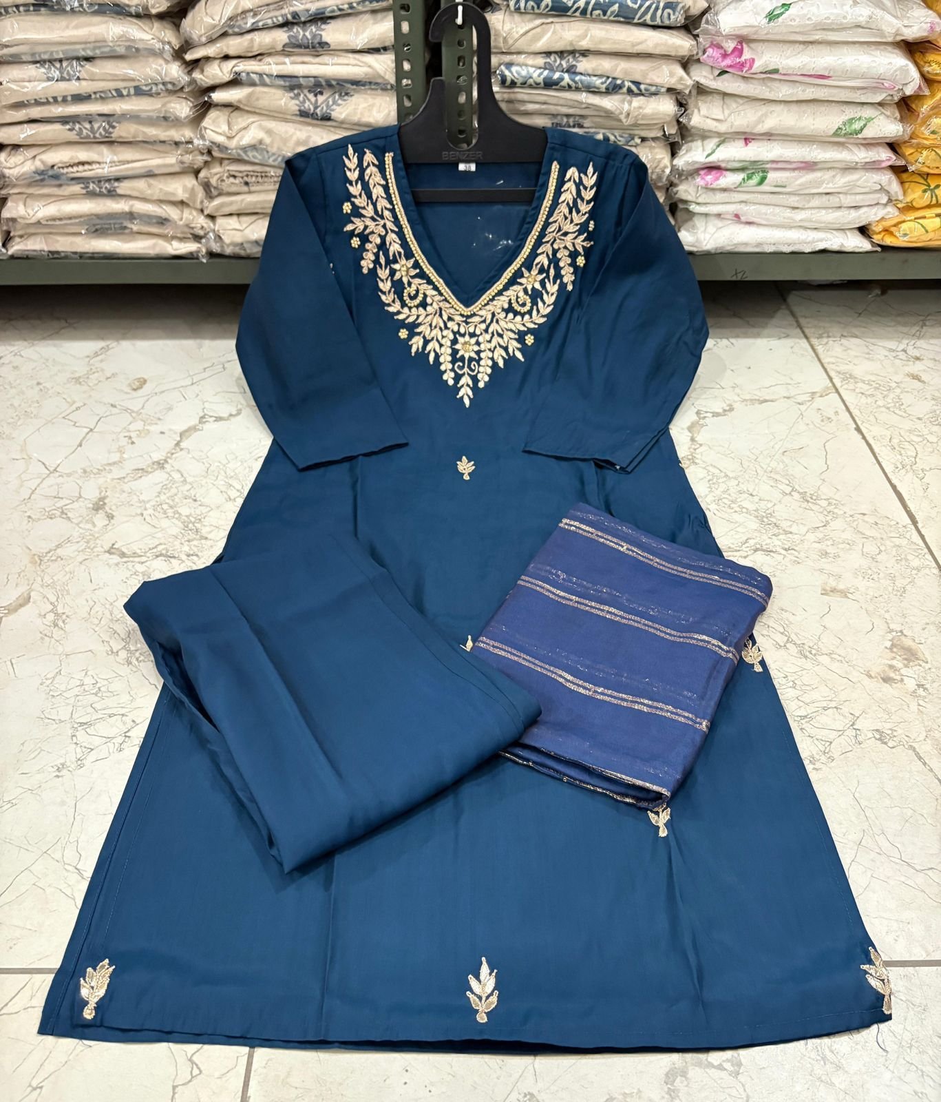 Roman Modal Silk Kurti Set with Jacquard Dupatta